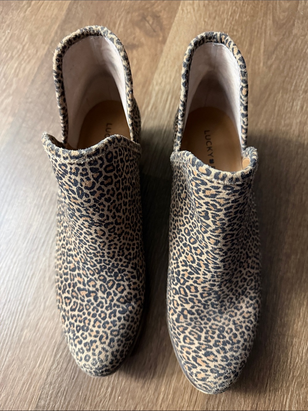 Lucky Brand Baley Ankle Boots Womens US 8.5M Multi Leather Cheetah Print